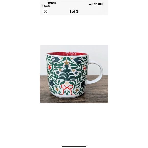 New W/ Tags-Prima Design Scandinavian Nordic Folk Art Christmas Tree Coffee Mug - Picture 2 of 3